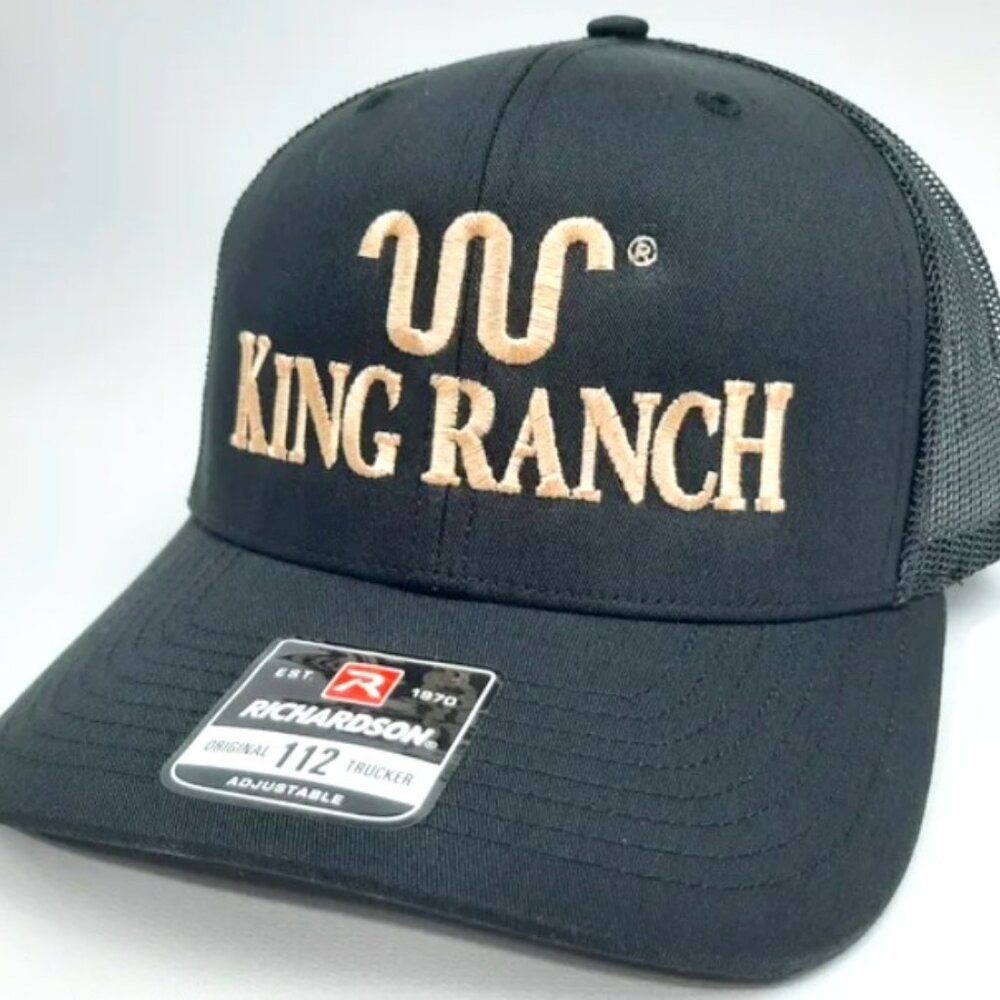 King Ranch Richardson 112 Trucker Mesh Snapback Hat Cap Black Embroidered